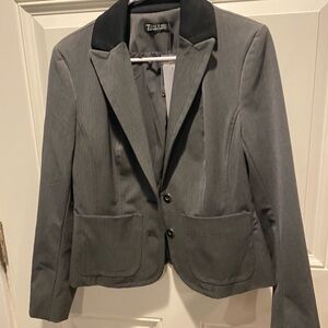New York & Company Gray and Black Blazer Tailored Fit Professional